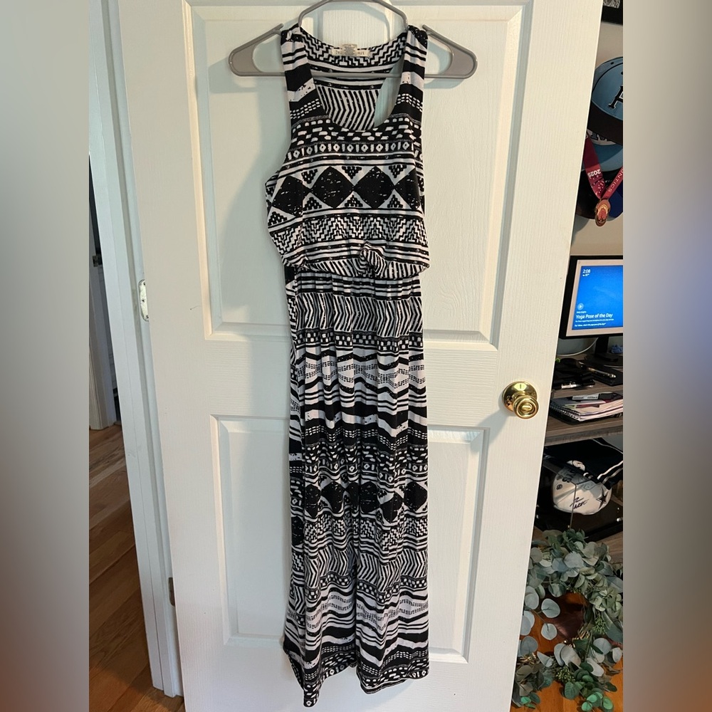 Derek Heart Black and White Halter Maxi Sundress